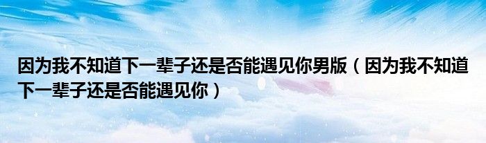 因为我不知道下一辈子还是否能遇见你男版（因为我不知道下一辈子还是否能遇见你）