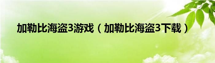 加勒比海盗3游戏（加勒比海盗3下载）