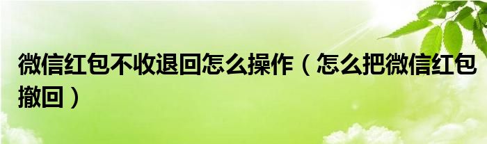 微信红包不收退回怎么操作（怎么把微信红包撤回）