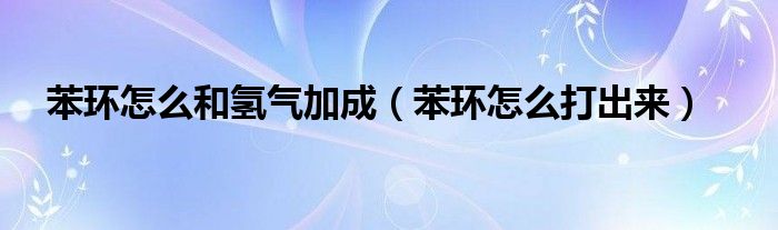 苯环怎么和氢气加成（苯环怎么打出来）