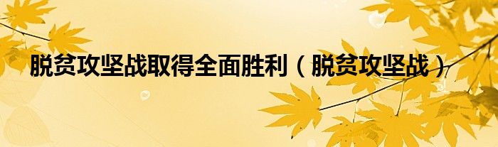 脱贫攻坚战取得全面胜利（脱贫攻坚战）