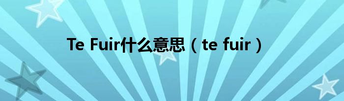 Te Fuir什么意思（te fuir）