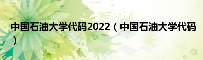 中国石油大学代码2022（中国石油大学代码）