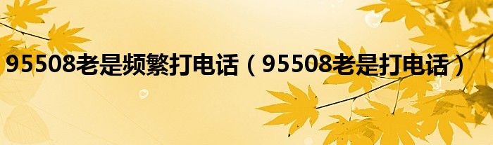 95508老是频繁打电话（95508老是打电话）