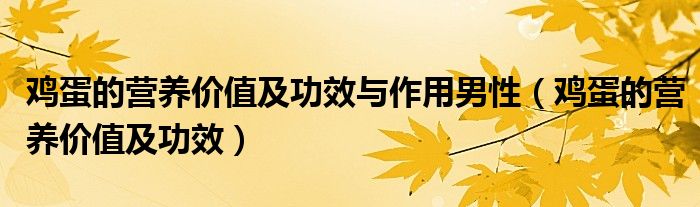 鸡蛋的营养价值及功效与作用男性（鸡蛋的营养价值及功效）