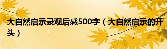 大自然启示录观后感500字（大自然启示的开头）