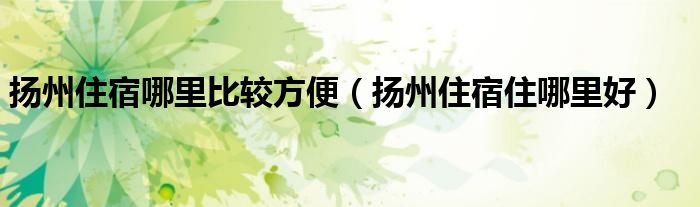 扬州住宿哪里比较方便（扬州住宿住哪里好）