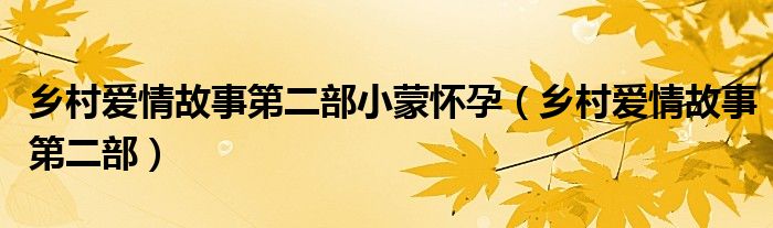 乡村爱情故事第二部小蒙怀孕（乡村爱情故事第二部）