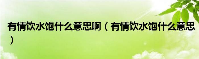 有情饮水饱什么意思啊（有情饮水饱什么意思）