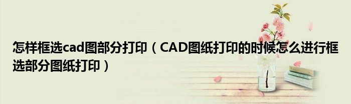 怎样框选cad图部分打印（CAD图纸打印的时候怎么进行框选部分图纸打印）