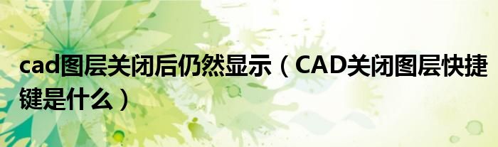 cad图层关闭后仍然显示（CAD关闭图层快捷键是什么）