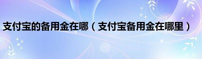 支付宝的备用金在哪（支付宝备用金在哪里）