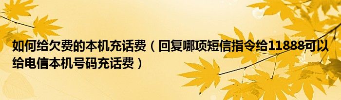 如何给欠费的本机充话费（回复哪项短信指令给11888可以给电信本机号码充话费）