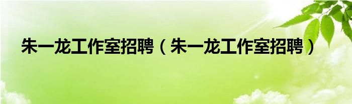 朱一龙工作室招聘（朱一龙工作室招聘）