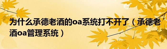 为什么承德老酒的oa系统打不开了（承德老酒oa管理系统）