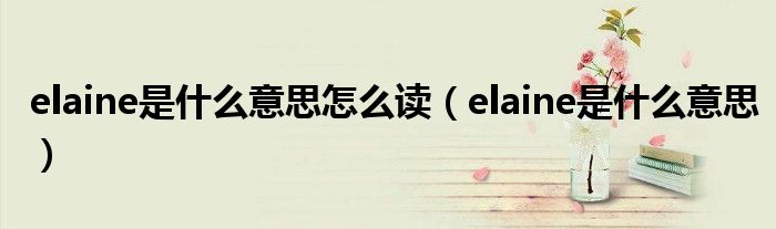 elaine是什么意思怎么读（elaine是什么意思）