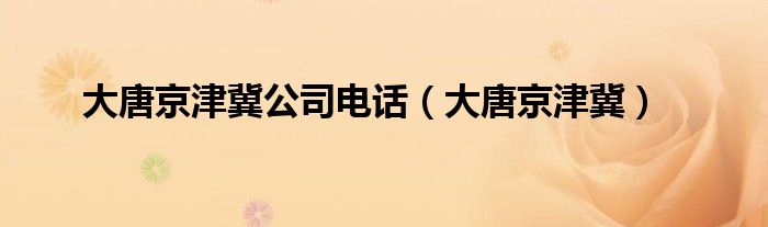 大唐京津冀公司电话（大唐京津冀）