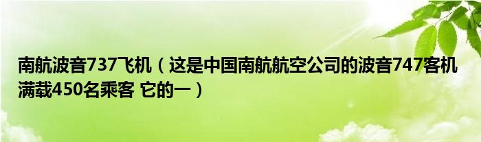 南航波音737飞机（这是中国南航航空公司的波音747客机 满载450名乘客 它的一）