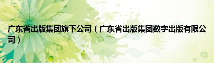 广东省出版集团旗下公司（广东省出版集团数字出版有限公司）