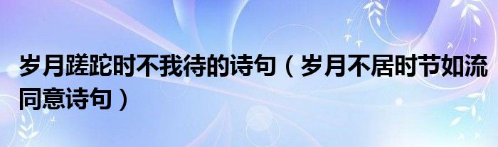 岁月蹉跎时不我待的诗句（岁月不居时节如流同意诗句）