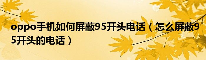 oppo手机如何屏蔽95开头电话（怎么屏蔽95开头的电话）