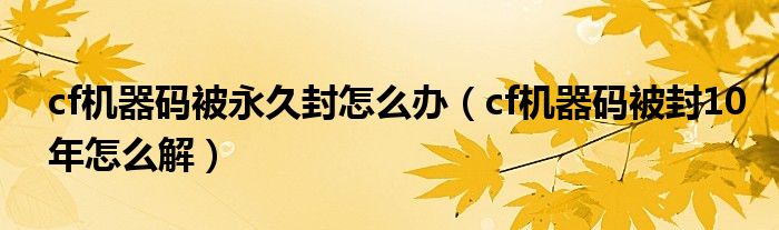 cf机器码被永久封怎么办（cf机器码被封10年怎么解）