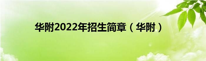 华附2022年招生简章（华附）