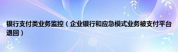 银行支付类业务监控（企业银行和应急模式业务被支付平台退回）