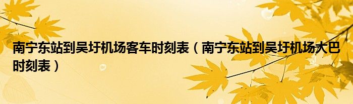 南宁东站到吴圩机场客车时刻表（南宁东站到吴圩机场大巴时刻表）