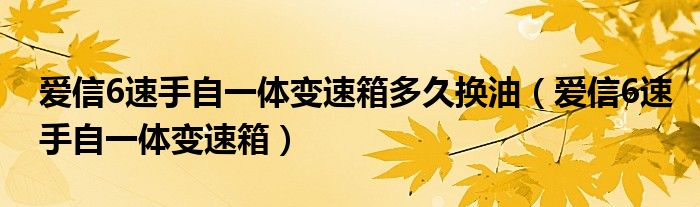 爱信6速手自一体变速箱多久换油（爱信6速手自一体变速箱）