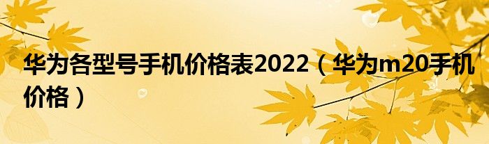 华为各型号手机价格表2022（华为m20手机价格）