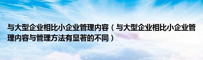 与大型企业相比小企业管理内容（与大型企业相比小企业管理内容与管理方法有显著的不同）