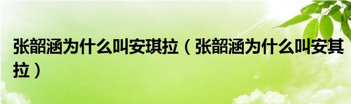 张韶涵为什么叫安琪拉（张韶涵为什么叫安其拉）