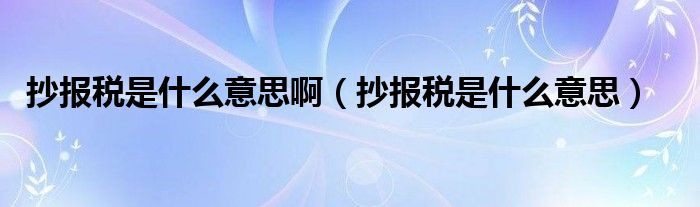 抄报税是什么意思啊（抄报税是什么意思）