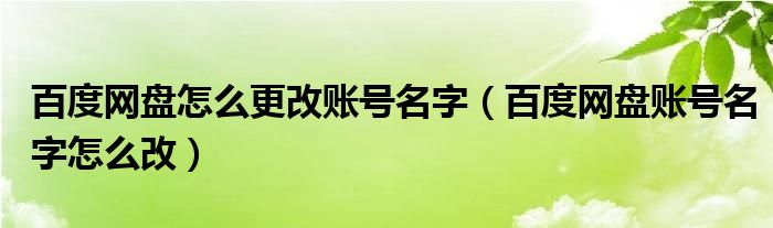 百度网盘怎么更改账号名字（百度网盘账号名字怎么改）