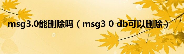 msg3.0能删除吗（msg3 0 db可以删除）