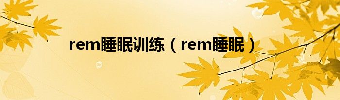 rem睡眠训练（rem睡眠）