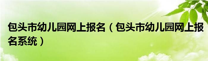 包头市幼儿园网上报名（包头市幼儿园网上报名系统）