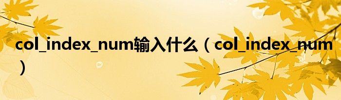 col_index_num输入什么（col_index_num）