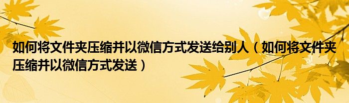 如何将文件夹压缩并以微信方式发送给别人（如何将文件夹压缩并以微信方式发送）