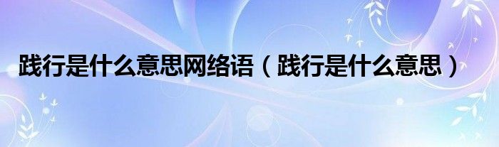 践行是什么意思网络语（践行是什么意思）