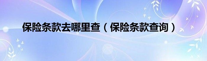 保险条款去哪里查（保险条款查询）