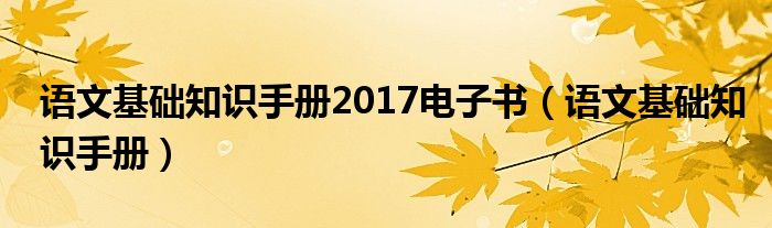 语文基础知识手册2017电子书（语文基础知识手册）