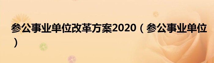 参公事业单位改革方案2020（参公事业单位）