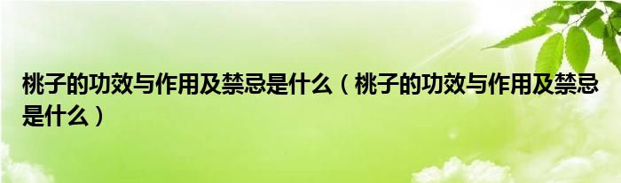 桃子的功效与作用及禁忌是什么（桃子的功效与作用及禁忌是什么）