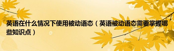 英语在什么情况下使用被动语态（英语被动语态需要掌握哪些知识点）