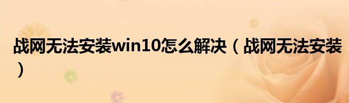 战网无法安装win10怎么解决（战网无法安装）