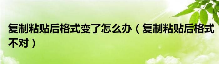 复制粘贴后格式变了怎么办（复制粘贴后格式不对）