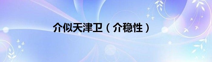 介似天津卫（介稳性）