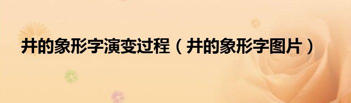 井的象形字演变过程（井的象形字图片）